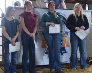 The Sauk County Meat Sale Committee announced its 2020-2021 scholarship winners. They are, from left, Kaylee Engel, Tyla Scherbert and Taylor Fearing, all of Jolly Beavers 4-H Club; and Sophia Larson of Reedsburg FFA. Winners show leadership qualities, are active in school and have sold animals in the meat sale at the Sauk County Fair. (Submitted photo)