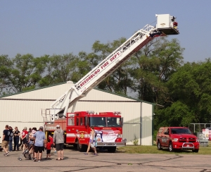 Members of local fire and EMS were on site at the Fly-In, Drive-In Breakfast to share information and show off some of the gear and equipment they use.