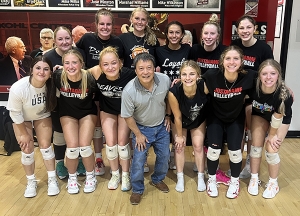 The Reedsburg High School volleyball squad won a summer league title at Just A Game Fieldhouse in Wisconsin Dells. The players are joined in the photo by summer coach Andy Williams. (Photo from Cindy Dries)
